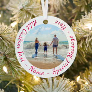 Ornement En Métal Personnalisez votre photo de famille Cadeau de Noë