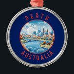 Ornement En Métal Perth Australie Cercle en détresse rétrograde<br><div class="desc">Perth conception de déplacement vectoriel rétro. Perth,  capitale de l'Australie occidentale,  est située là où la rivière Swan rencontre la côte sud-ouest.</div>