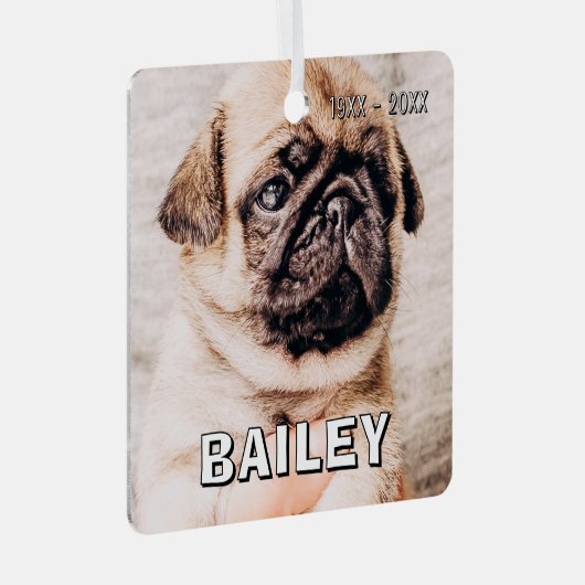 Ornement En Métal Pet Memorial Modern Simple Custom Photo (Avant droite)