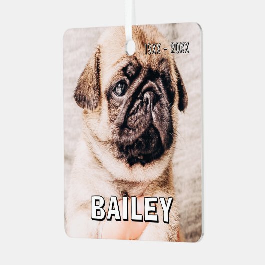 Ornement En Métal Pet Memorial Modern Simple Custom Photo (Avant gauche)