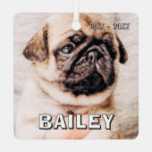 Ornement En Métal Pet Memorial Modern Simple Custom Photo (Verso)