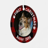 Ornement En Métal Pet PREMIER NOËL Chèque Buffalo 2 faces (Avant gauche)