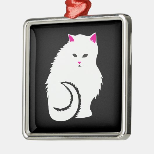 Ornement En Métal Petit chat blanc et pelucheux mignon de Kitty (Gauche)