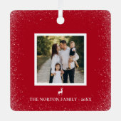 Ornement En Métal Petit renne Snowflakes simple photo RED (Recto)