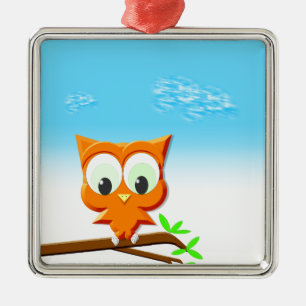 Ornement En Métal Petite chouette sur une branche