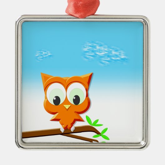 Ornement En Métal Petite chouette sur une branche (Devant)