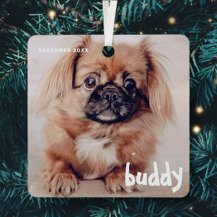 Ornement En Métal Pet's Christmas Simple Cute Happy Holiday Greeting