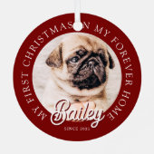 Ornement En Métal Pet's My First Christmas In Forever Home Modern (Verso)