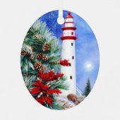 Ornement En Métal Phare de Noël enneigé (Verso)
