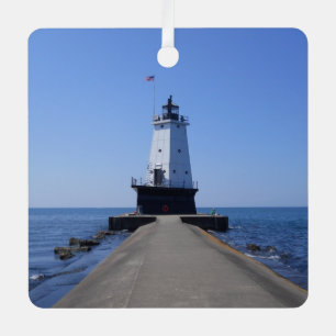 Ornement En Métal Phare de North Pierhead, Ludington, MI
