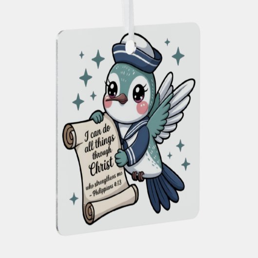 Ornement En Métal Philippiens 4:13 Marine Voilier Hummingbird Orneme (Avant droite)