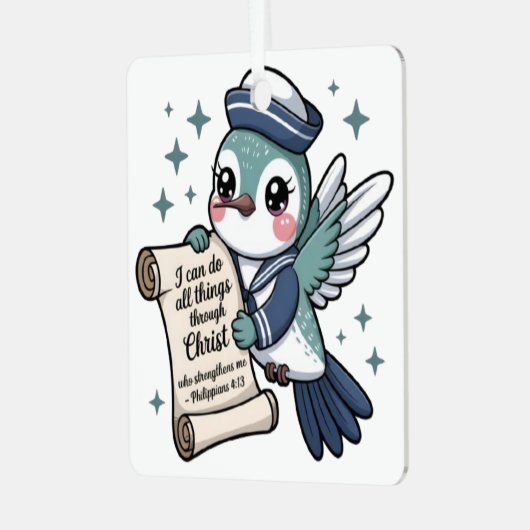 Ornement En Métal Philippiens 4:13 Marine Voilier Hummingbird Orneme (Avant gauche)