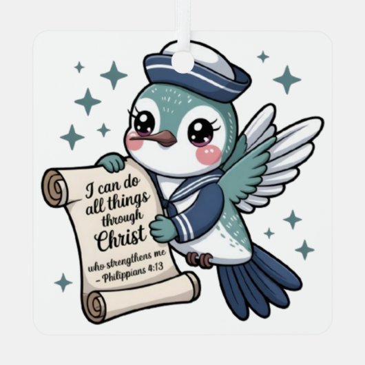 Ornement En Métal Philippiens 4:13 Marine Voilier Hummingbird Orneme (Verso)