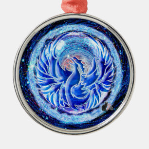 Ornement En Métal Phoenix bleu
