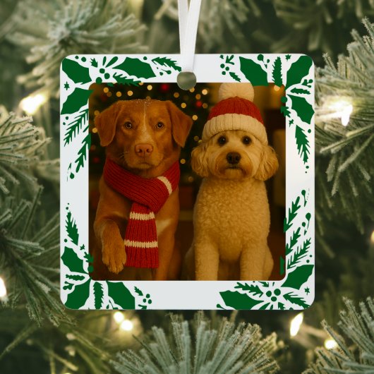 Ornement En Métal Photo and Custom Text Personalized Holly (Insitu)