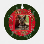 Ornement En Métal Photo Chien, Personnalisé, Premier Noël (Recto)