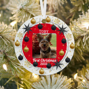Ornement En Métal Photo Chien, Personnalisé, Premier Noël