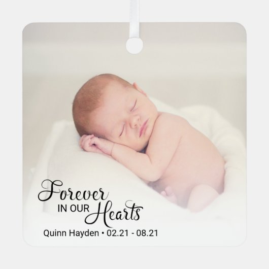 Ornement En Métal Photo Commémorative Pour Enfant Dans Nos Coeurs (Recto)
