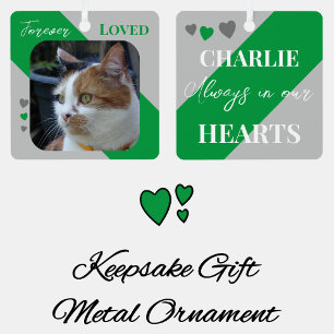 Ornement En Métal Photo de chat Sympathie Garde Pet Memorial vert