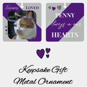 Ornement En Métal Photo de chat Sympathy Keepsaké Pet Memorial viole