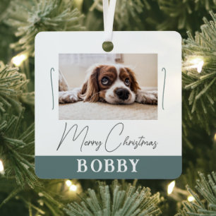 Ornement En Métal Photo de chien Minimaliste Joyeux Noël