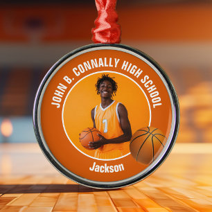 Ornement En Métal Photo de joueur de basket-ball orange Noël