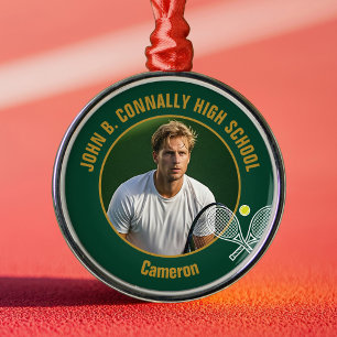Ornement En Métal Photo de joueur de tennis en or vert Cadeau de Noë