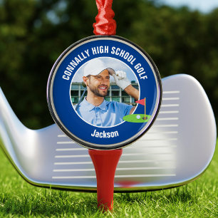 Ornement En Métal Photo de l'équipe de golf du lycée Blue Golfer