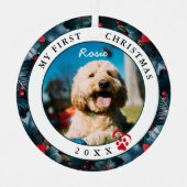 Ornement En Métal Photo de mon premier chien de Noël (Recto)