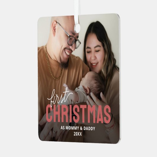 Ornement En Métal Photo de Noël des nouveaux parents (Avant gauche)