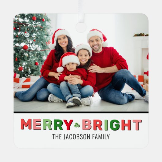 Ornement En Métal Photo De Noël Joyeuse Et Lumineuse (Recto)