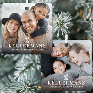Ornement En Métal Photo de Noël personnalisé au nom de famille 2
