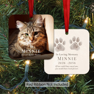 Ornement En Métal Photo de Noël personnalisé en mémoire d'un chat