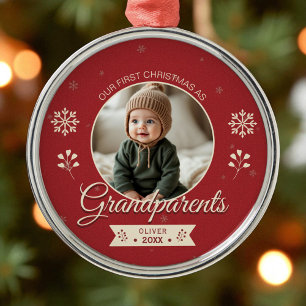 Ornement En Métal Photo de Noël personnalisée Grand-parents
