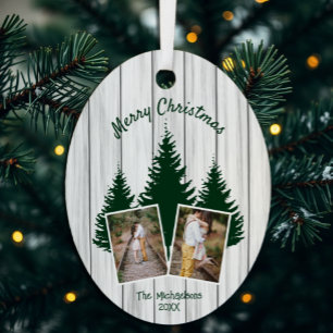 Ornement En Métal Photo de Noël rustique en forêt