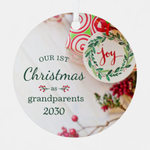 Ornement En Métal Photo du 1er Noël en tant que grands-parents