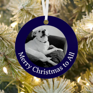 Ornement En Métal Photo en noir et blanc de chien parlant Noël