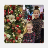 Ornement En Métal Photo et Père Noël Personnalisez le nom et l'année (Verso)