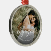 Ornement En Métal Photo First Christmas engagé Élégant script blanc (Droite)