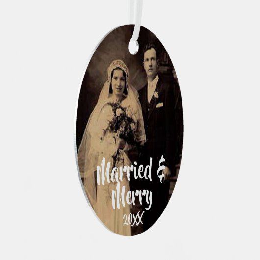 Ornement En Métal Photo mariée et joyeuse (Avant droite)