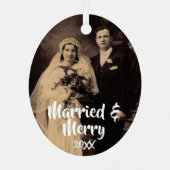 Ornement En Métal Photo mariée et joyeuse (Verso)