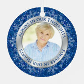 Ornement En Métal Photo Mémorial bleu Toujours dans nos pensées Noël (Verso)