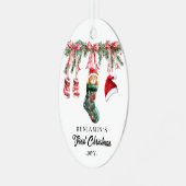 Ornement En Métal Photo on back 1st Christmas Baby (Avant gauche)