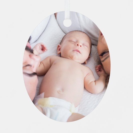 Ornement En Métal Photo on back 1st Christmas Baby (Verso)
