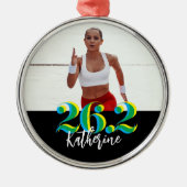 Ornement En Métal Photo personnalisée 26.2 Marathon en course (Devant)