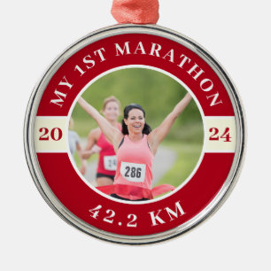 Ornement En Métal Photo personnalisée Mon premier marathon 42.2