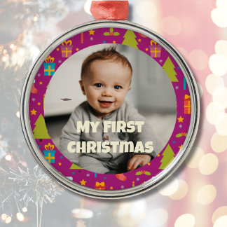 Ornement En Métal Photo personnalisée Premiers cadeaux de Noël pour