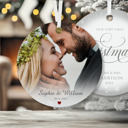 Ornement En Métal Photo Premier Noël en tant que M. et Mme Ornament