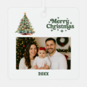 Ornement En Métal Photo verte de Noël (Verso)