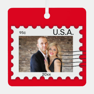 Ornement En Métal Photographie modifiable Postage Timbre en métal or